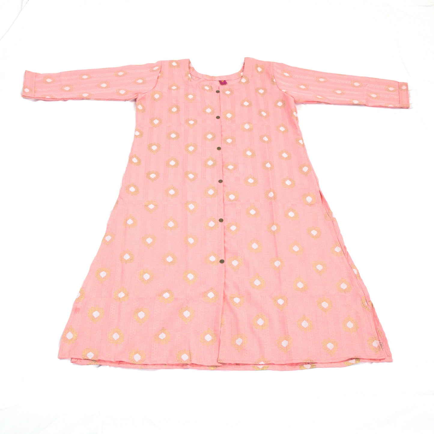 Blush Pink Diamond Print Cotton Kurti Dress