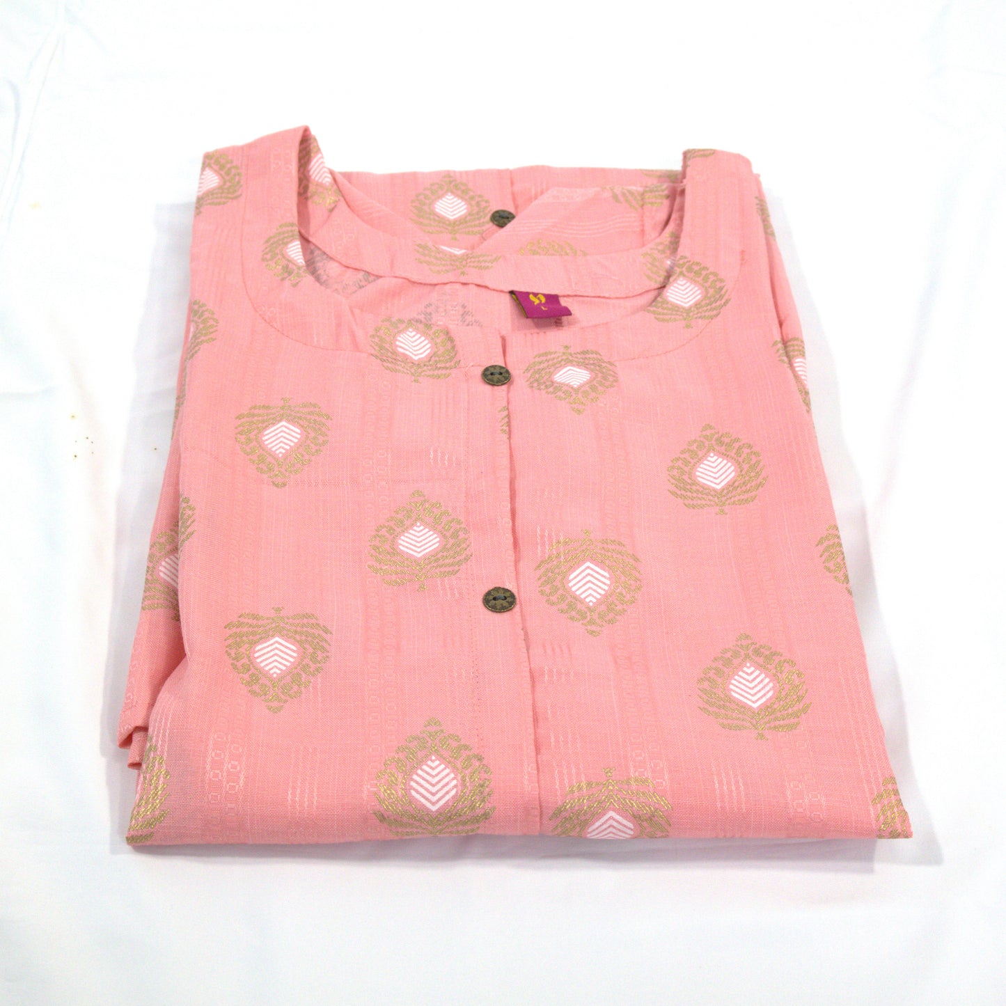 Blush Pink Diamond Print Cotton Kurti Dress