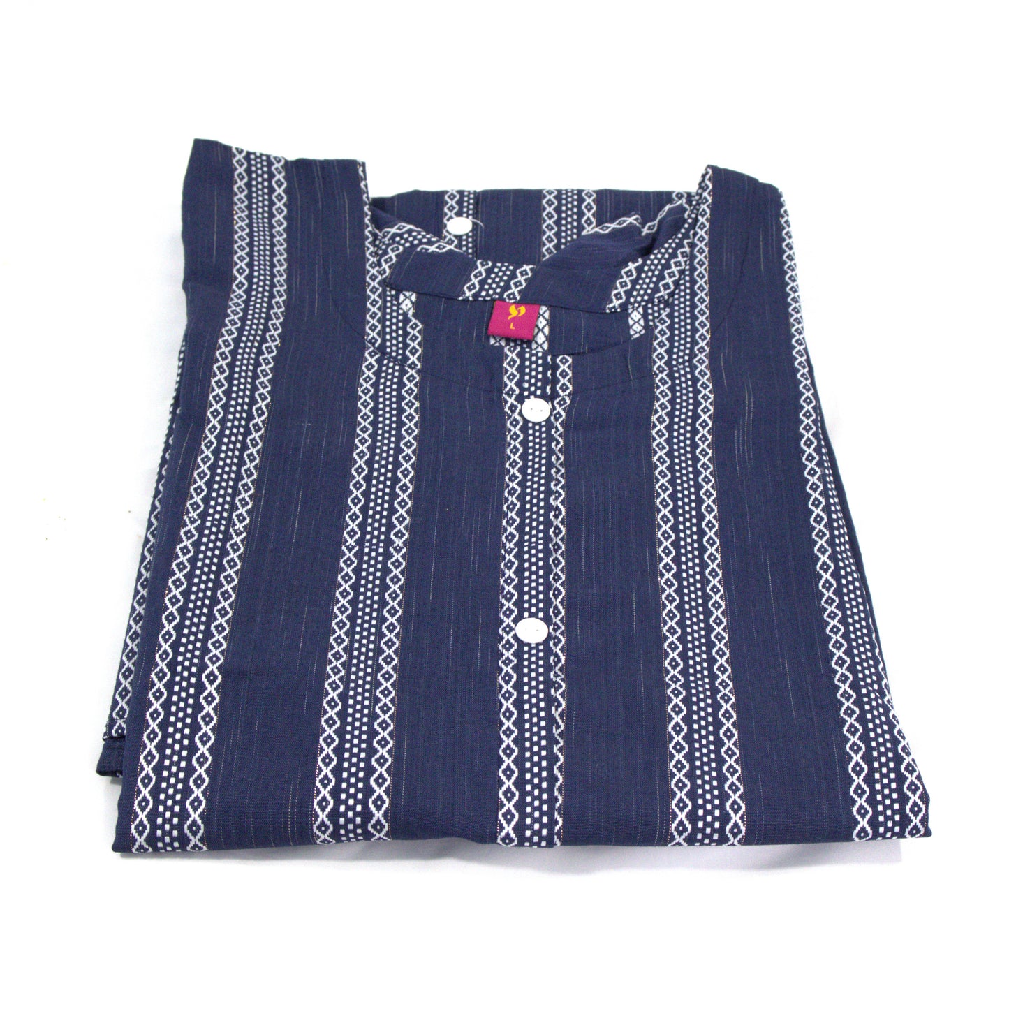 Traditional Indigo Striped Cotton Kurti Dress