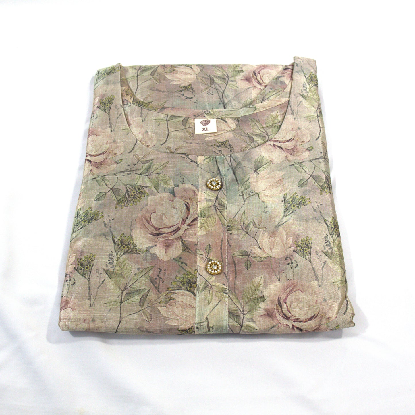 Beige Floral Kurta