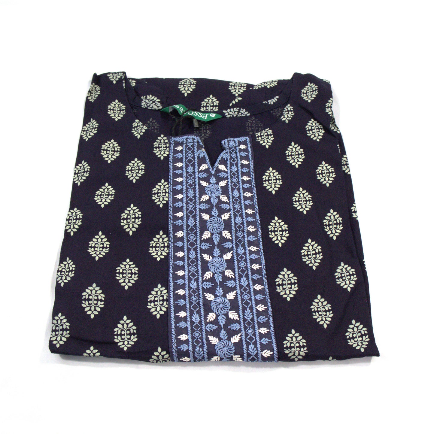 Black Geometric Kurta with Embroidered Detailing