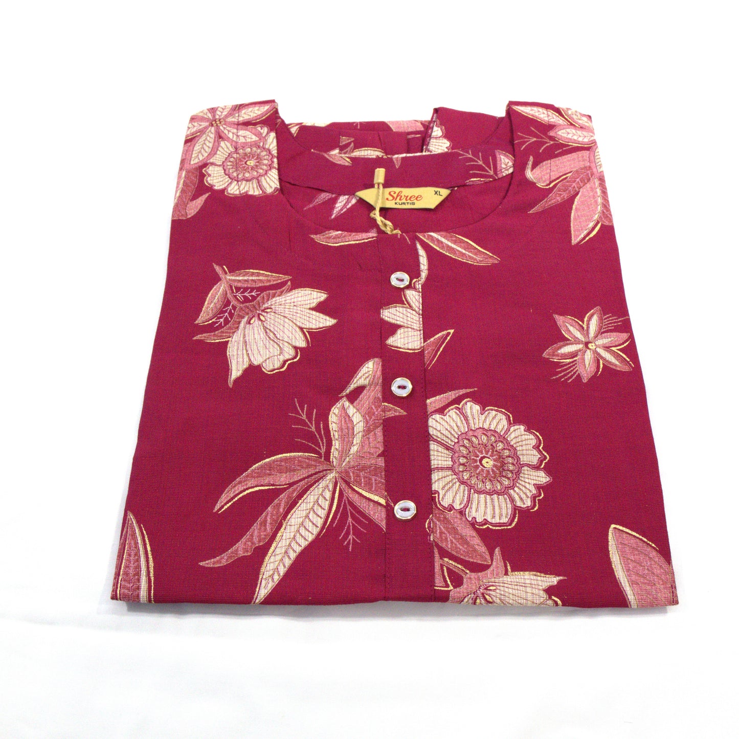 Blooming Beauty: Maroon Floral Kurta with Side Slit