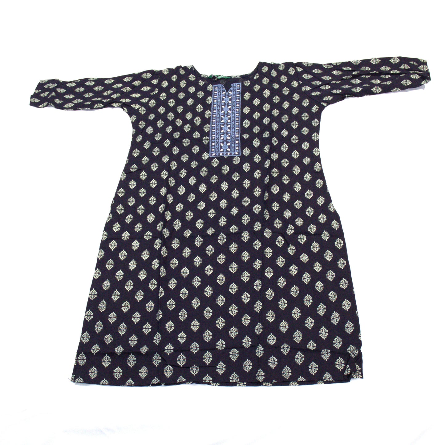 Black Geometric Kurta with Embroidered Detailing