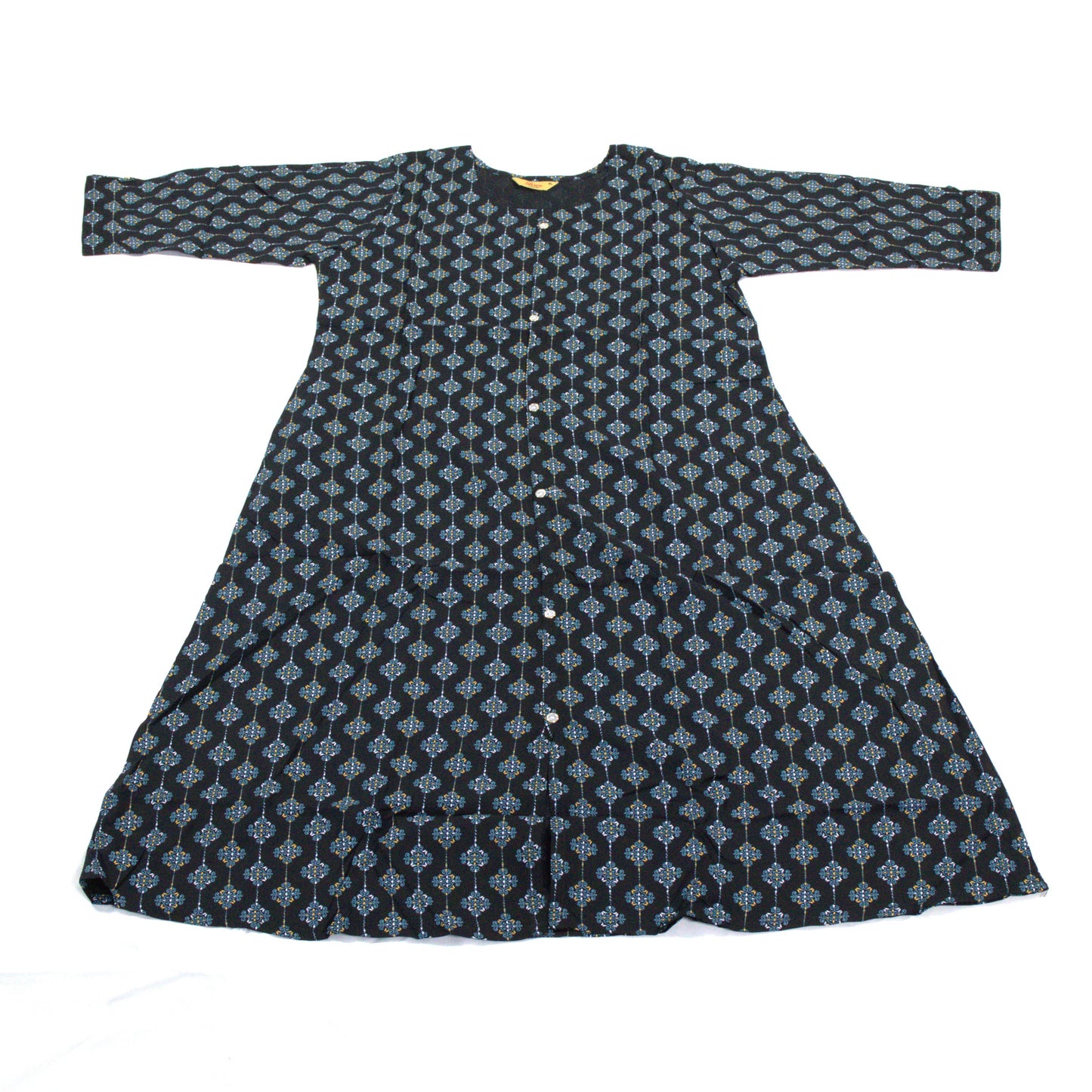 Midnight Magic: Black Kurta with Intricate Geometric Pattern