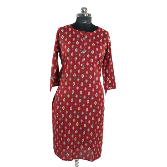 Maroon Kurta with Intricate Geometric Pattern