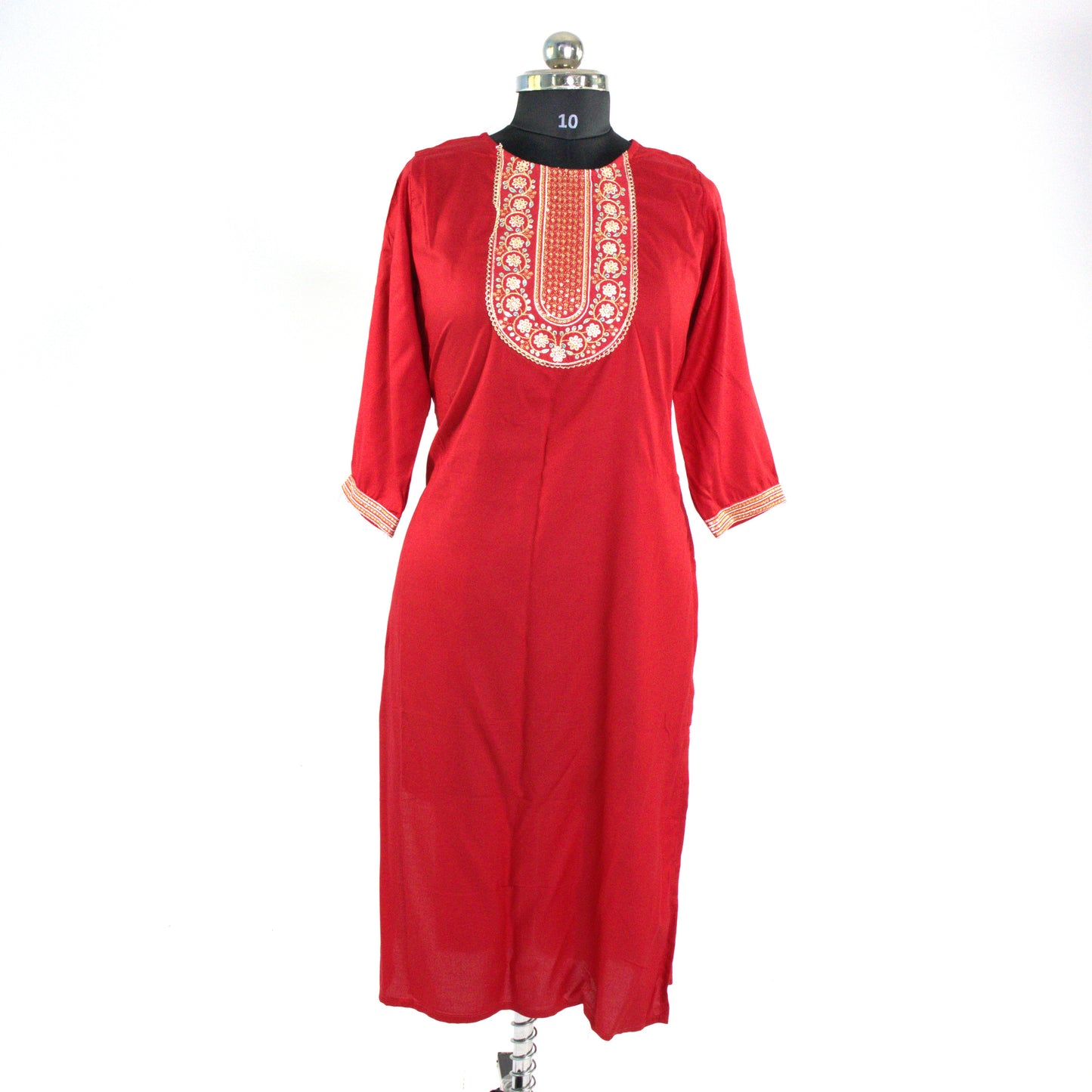 Regal Red Kurta with Intricate Embroidery