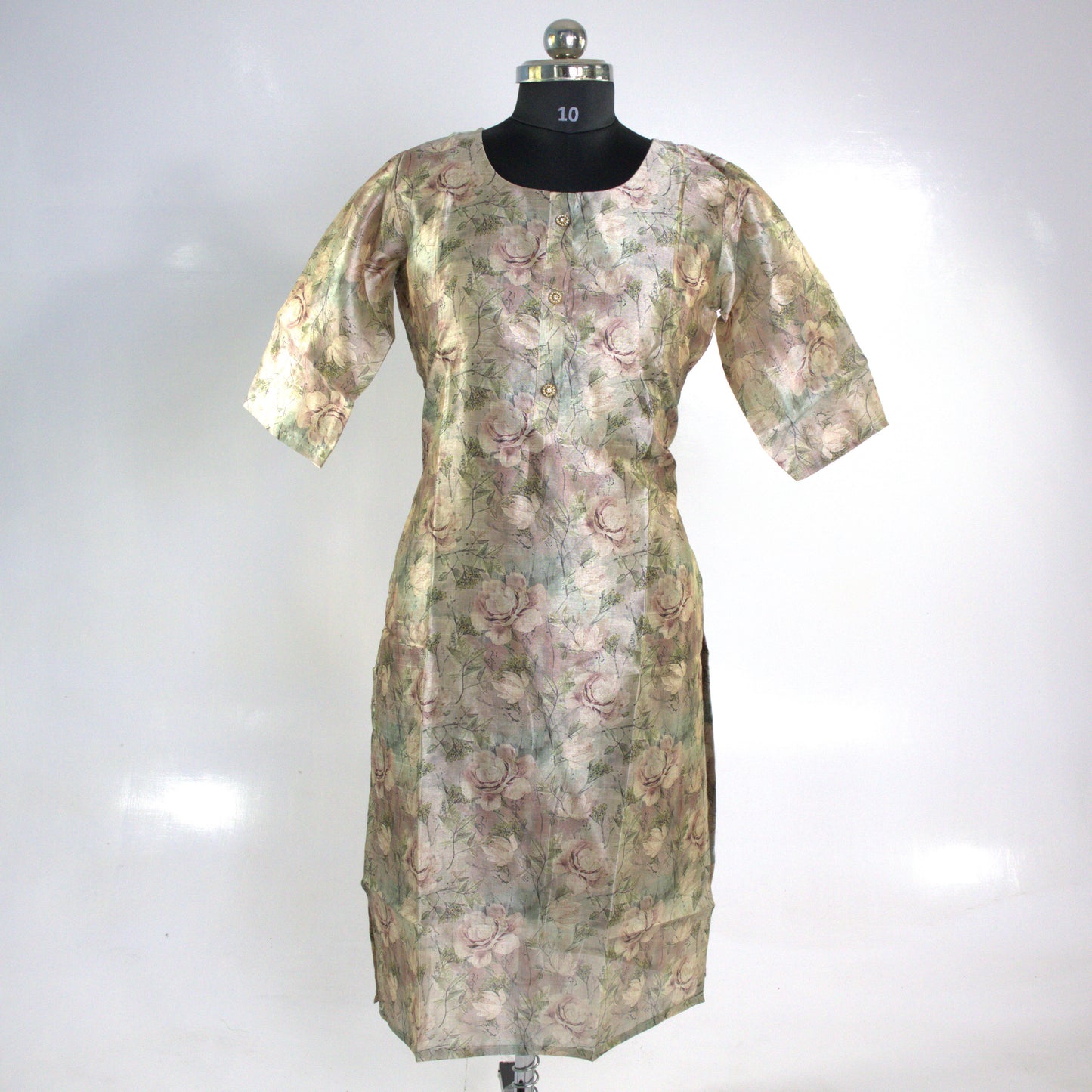 Beige Floral Kurta