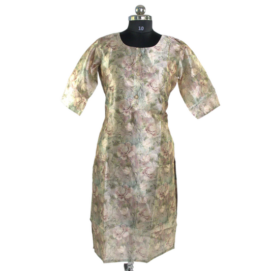 Beige Floral Kurta