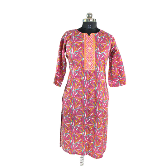 Enchanting Pink Kurta with Geometric Motifs