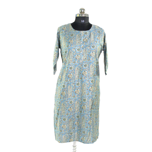 Serene Serenity: Sky Blue Kurta with Intricate Floral Print
