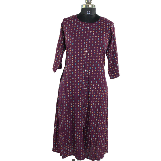 Vintage Vibes: Maroon Kurta with Retro Print