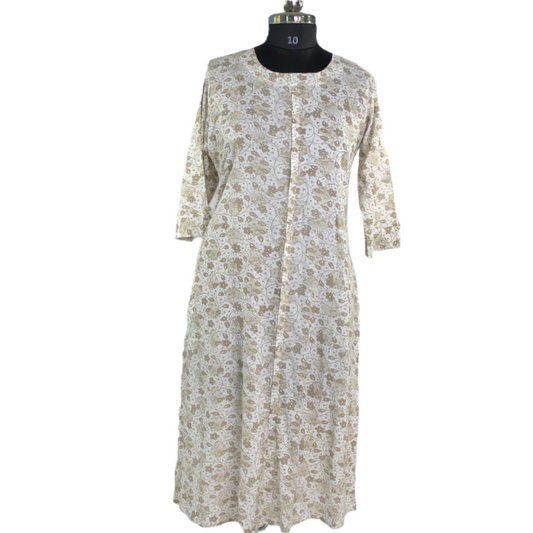 Subtle Elegance: Off-White Kurta with Delicate Floral Print