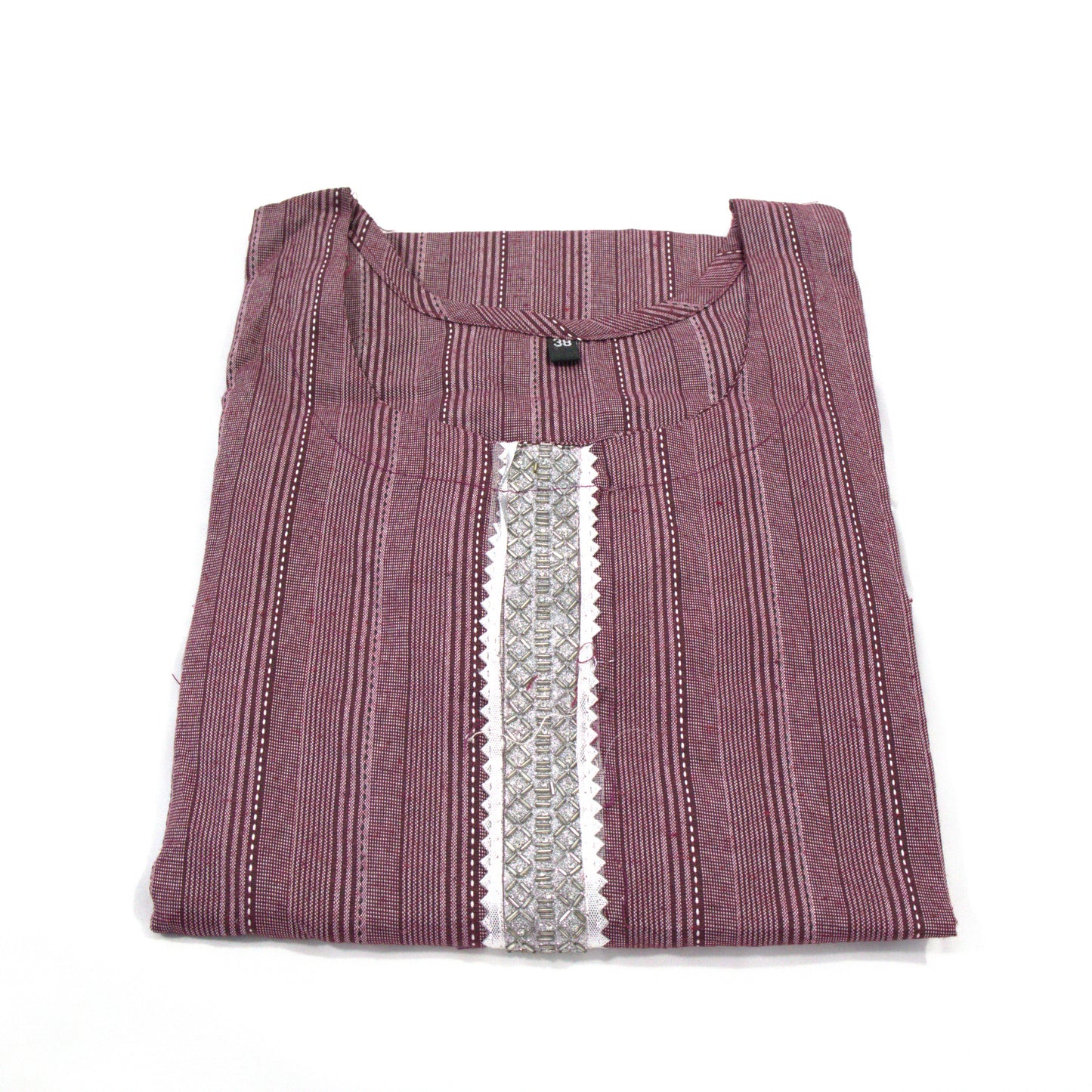Maroon Striped Cotton Kurta Set