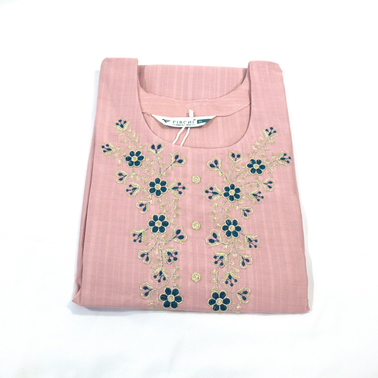 Embroidered Elegance: Pastel Pink Kurti with Three-Quarter Sleeves