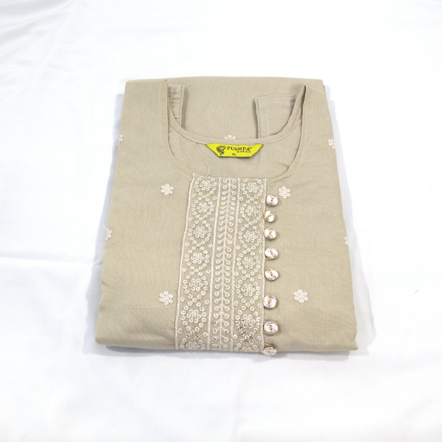 Subtle Elegance: Embroidered Kurti in Beige
