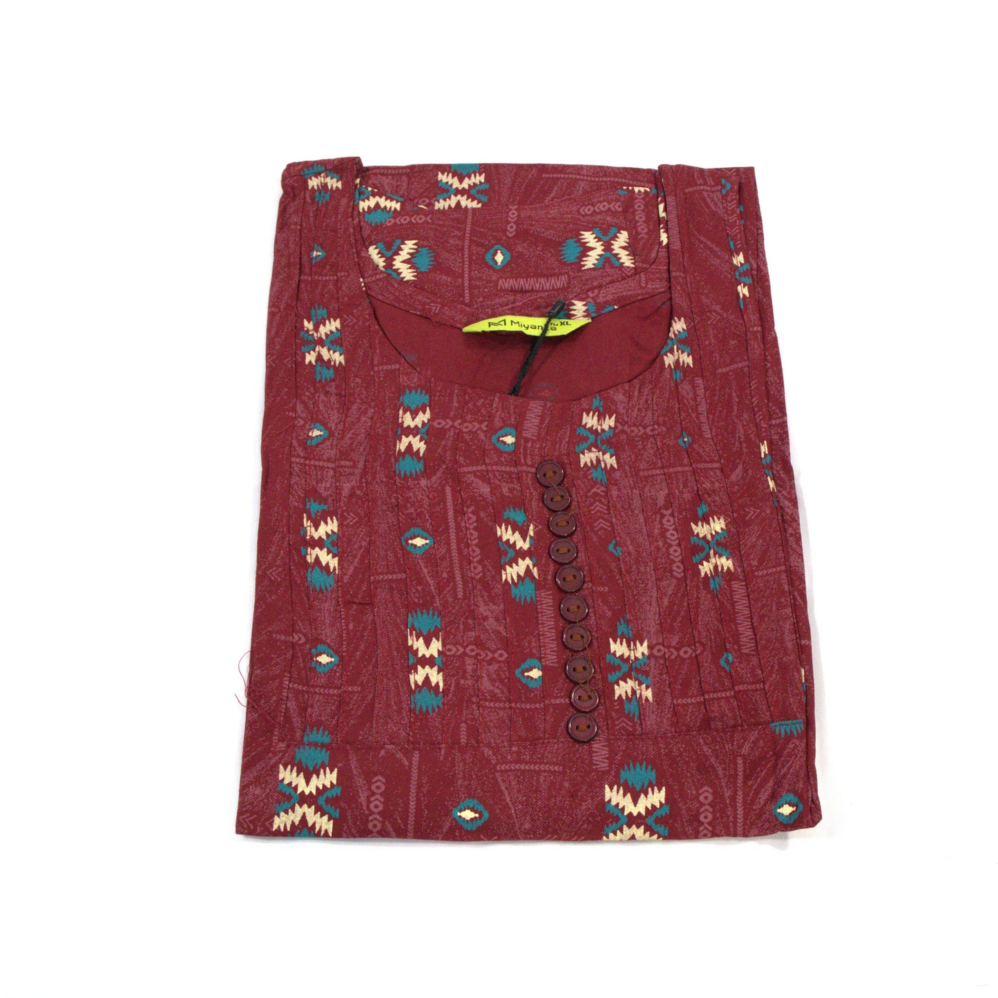 Rustic Charm: Maroon Kurti with Geometric Print