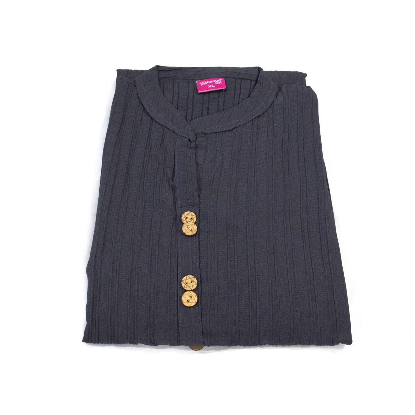 Timeless Elegance: Black Textured Kurti with Mandarin Collar