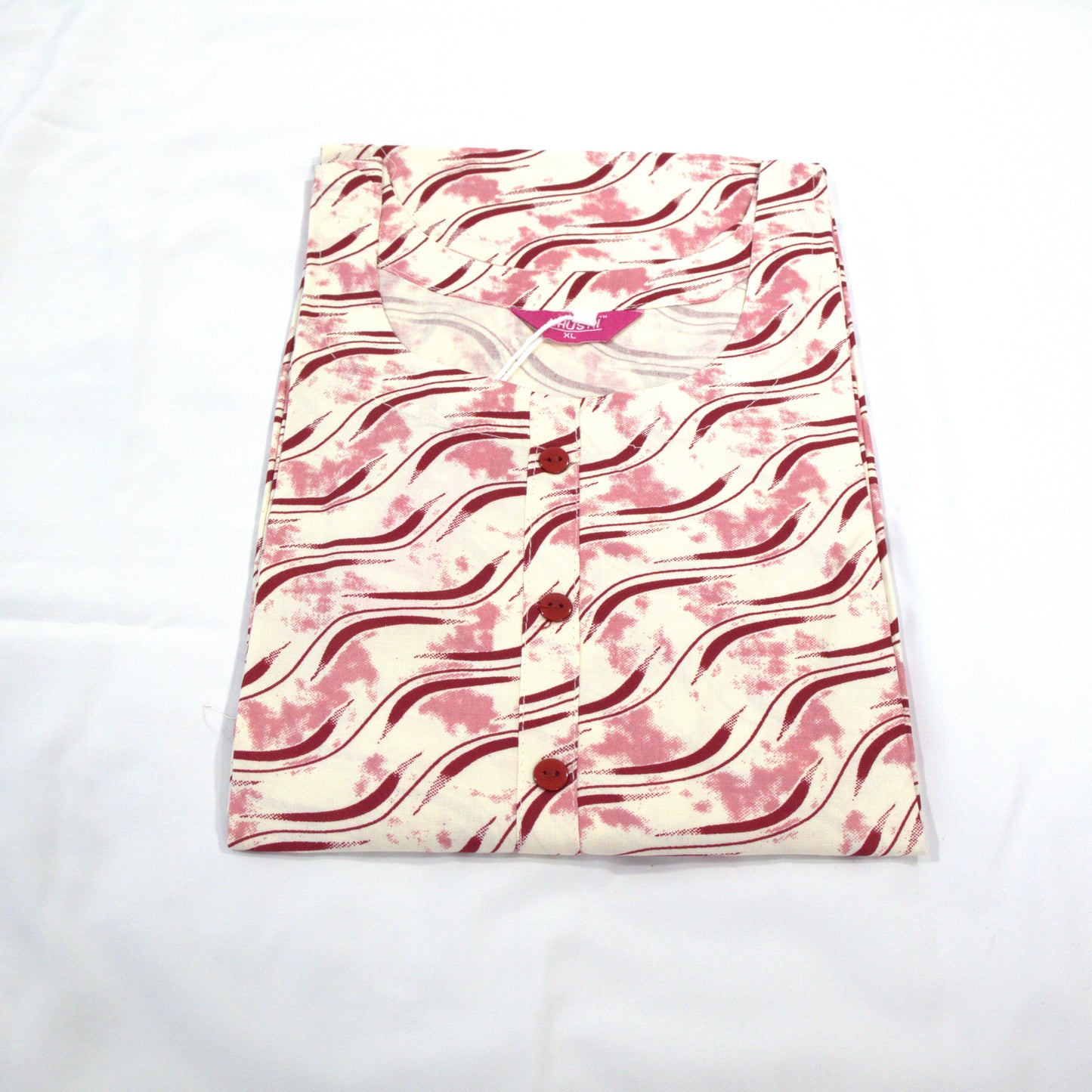 Whimsical Waves: White and Pink Printed Kurti