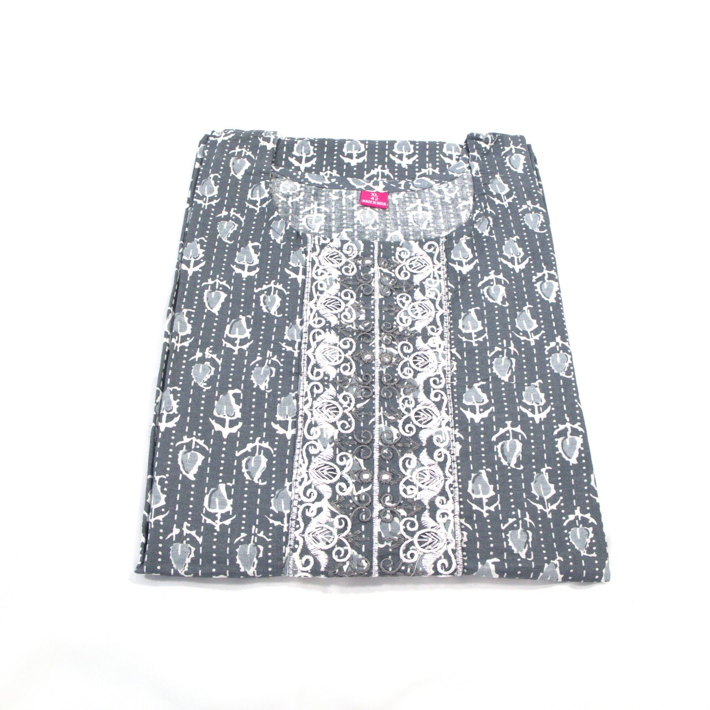 Cozy Comfort: Grey Cotton Kurta Pyjama Set with Dupatta
