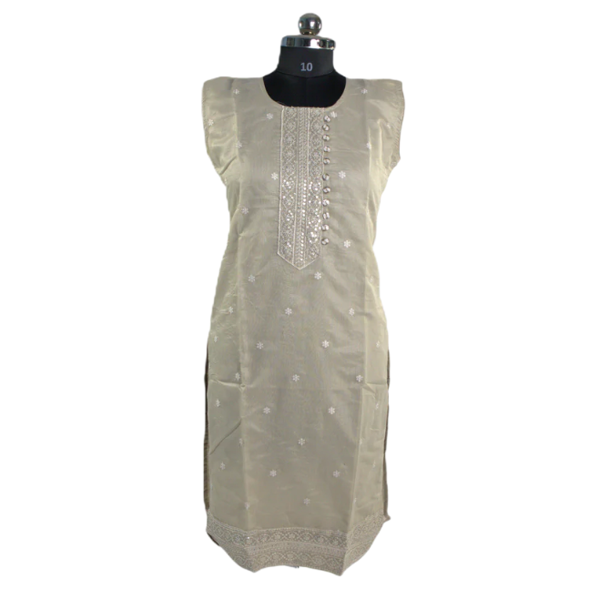 Subtle Elegance: Embroidered Kurti in Beige