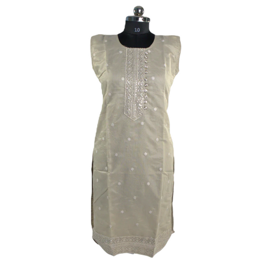 Subtle Elegance: Embroidered Kurti in Beige