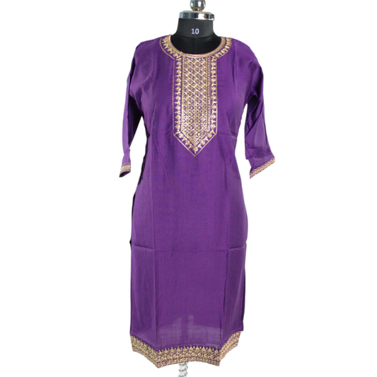 Royal Purple Kurti with Golden Embellishments