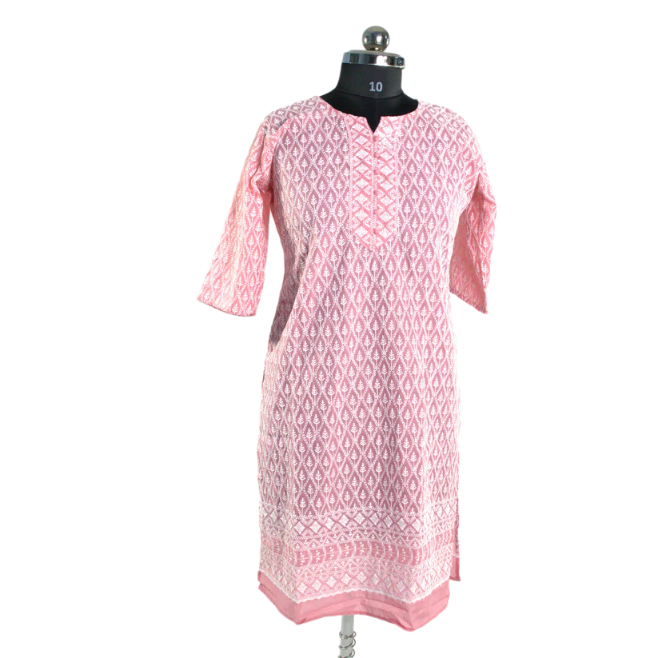 Delicate Elegance: Pink Chikankari Kurti