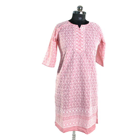 Delicate Elegance: Pink Chikankari Kurti