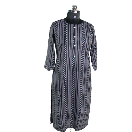 Elegant Simplicity: Black and White Striped Kurti