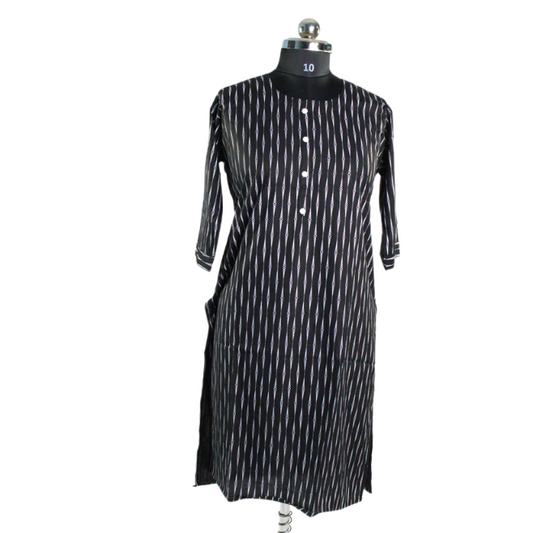 Classic Chic: Black and White Ikat Kurti