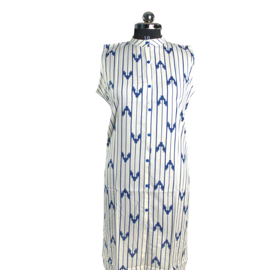 Modern Minimalism: White and Blue Striped Kurti