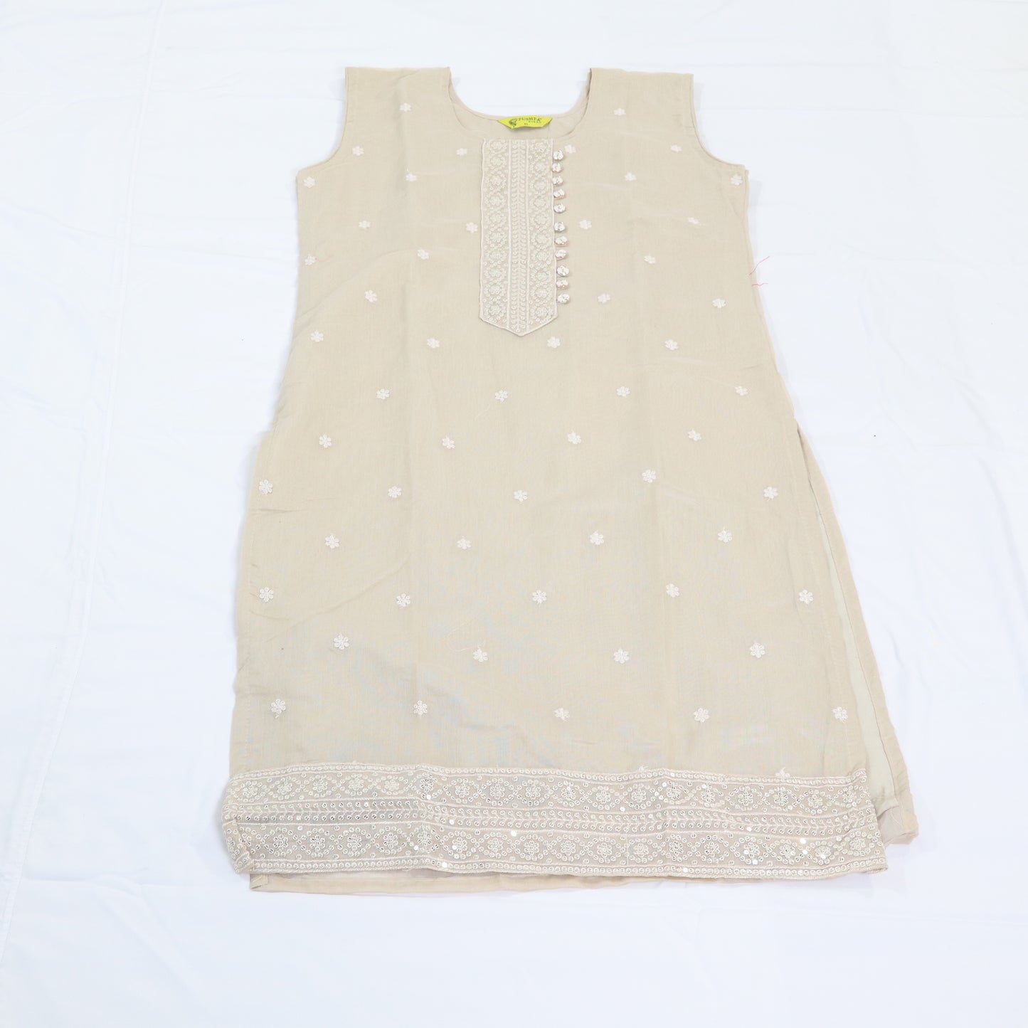 Subtle Elegance: Embroidered Kurti in Beige