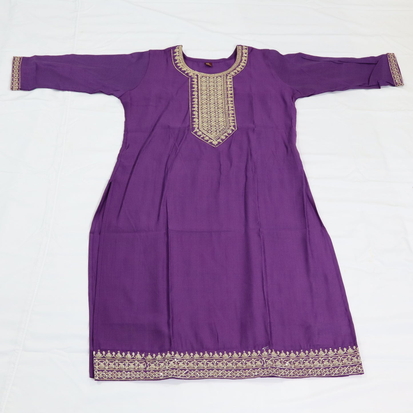 Royal Purple Kurti with Golden Embellishments