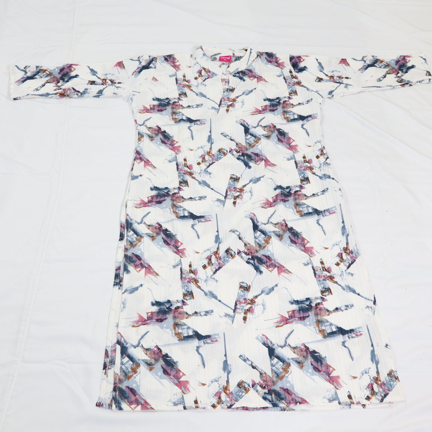 Modern Minimalism: White Abstract Printed Kurti