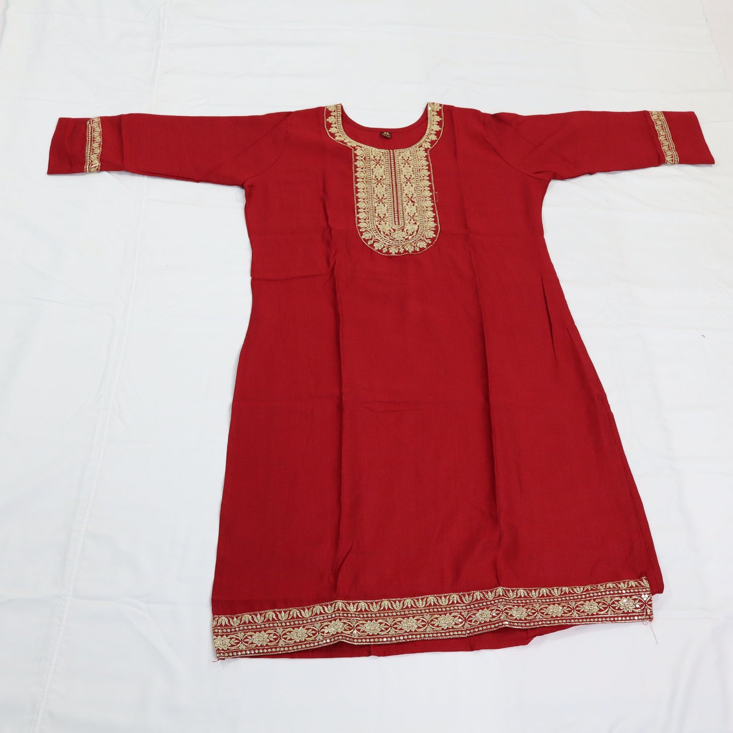 Royal Radiance: Maroon Kurti with Golden Embellishments